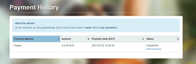 Mudfish Payment History